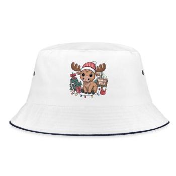 Reindeer at the North Pole Christmas - Bucket Hat - white/navy - Front