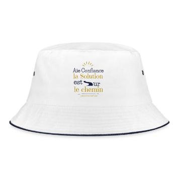 Awaken, Life awaits you - Bucket Hat - white/navy - Front