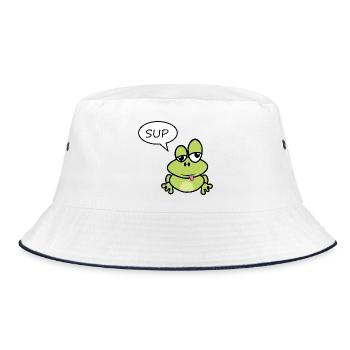 Kleiner Frosch sagt Sup - Bucket Hat - Weiß/Navy - Vorne