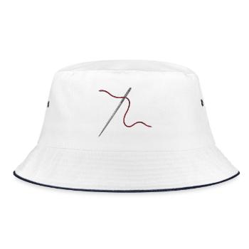 Needle and Thread Ornament - Bucket Hat - white/navy - Front