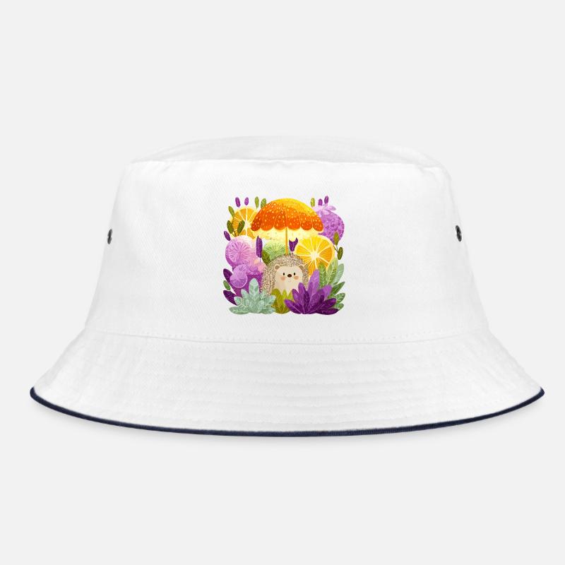 Hedgehog under lemon rain Bucket Hat