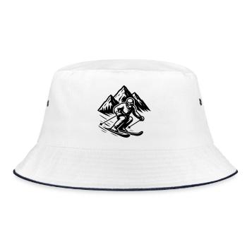 Skiing Silhouette Mountains - Bucket Hat - white/navy - Front