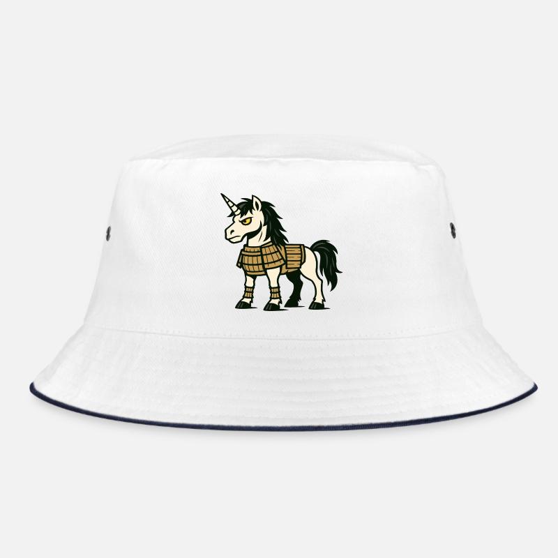 Samurai-Einhorn-Kämpfer in klassischer Kampfrüstung Bucket Hat