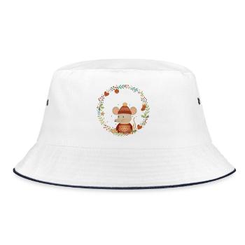 Christmas mouse in a cozy decorative wreath - Bucket Hat - white/navy - Front