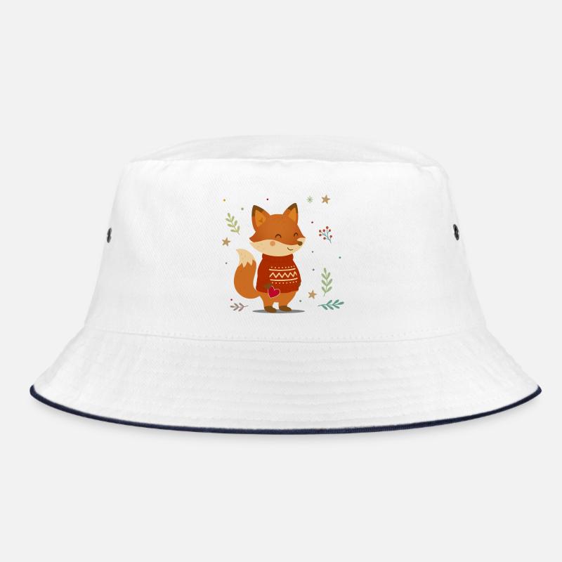 Süßer Fuchs im Pullover mit Herz Bucket Hat