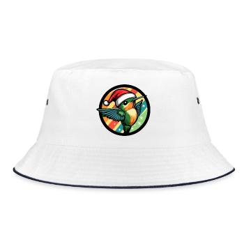 Kolibri im Regenbogen Weihnachtslook - Bucket Hat - Weiß/Navy - Vorne