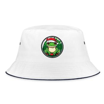 Frog Christmas Comic - Bucket Hat - white/navy - Front
