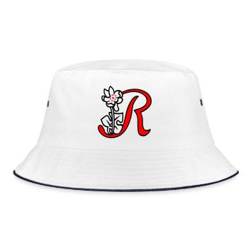 Letter R - Bucket Hat - white/navy - Front