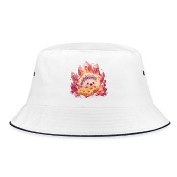 Kristall-Igel mit Cookie - Bucket Hat - Weiß/Navy - Vorne