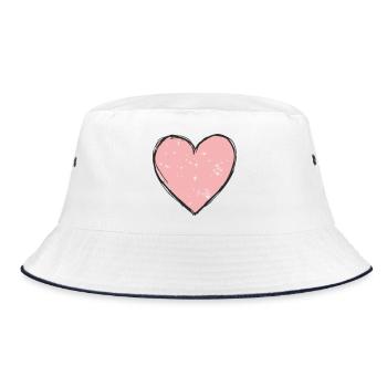 Delicate Pink Heart - Bucket Hat - white/navy - Front