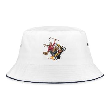 Granny auf Rennfahrer mit Flammen - Bucket Hat - Weiß/Navy - Vorne