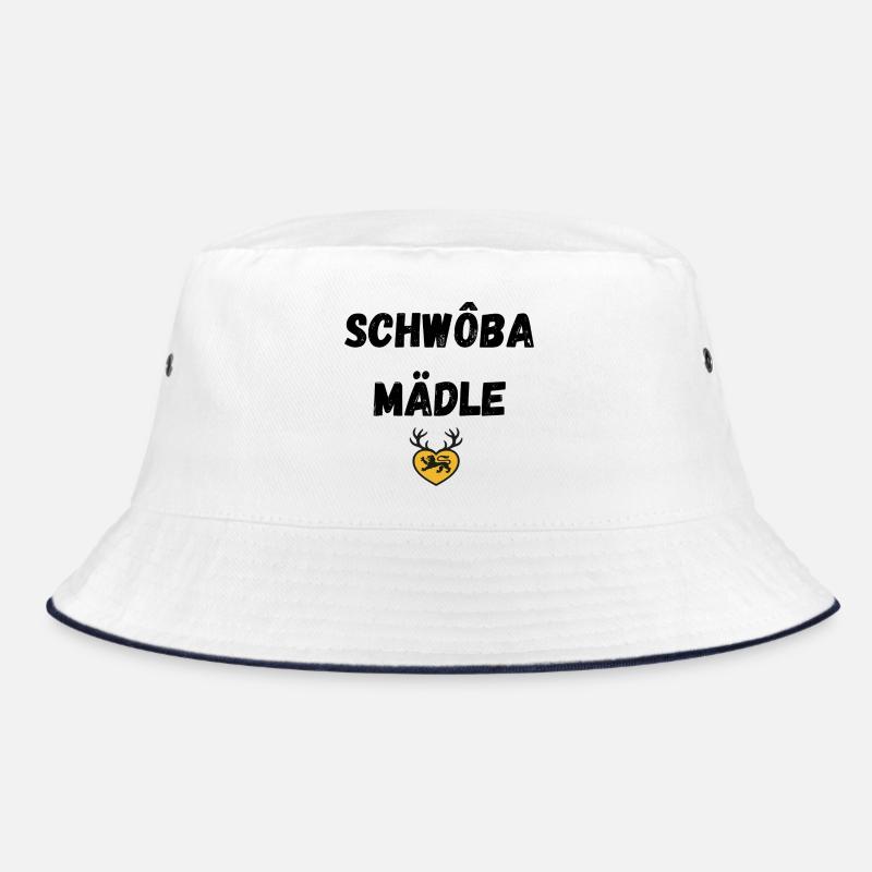 Schwoba Mädle Schwäbisch - Bucket Hat - Weiß/Navy