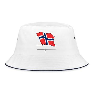 Norway Flag – Custom Text - Bucket Hat - white/navy - Front