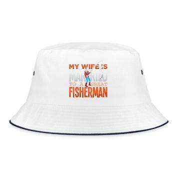 Angler Fischer Petrijünger Spruch Angeln Lustig - Bucket Hat - Weiß/Navy - Vorne