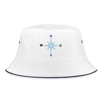 Compass Cardinal Directions Star Compass Maritime - Bucket Hat - white/navy - Front