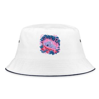 Sleeping koala in strawberry glow - Bucket Hat - white/navy - Front
