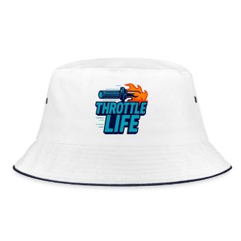 Throttle Life - Motorcycle - Biker - Bucket Hat - white/navy - Front