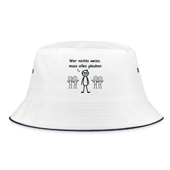 Wer nichts weiß, muss alles glauben - Bucket Hat - Weiß/Navy - Vorne