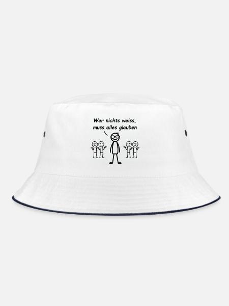 If you don't know anything, you have to believe everything - Bucket Hat - white/navy - Front