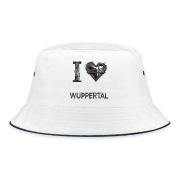 I Love Wuppertal – Industrial City Design - Bucket Hat - Weiß/Navy - Vorne