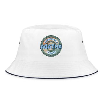 Agatha als Geschenkidee - Bucket Hat - Weiß/Navy - Vorne