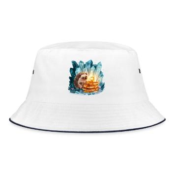 Hedgehog with golden pancakes - Bucket Hat - white/navy - Front