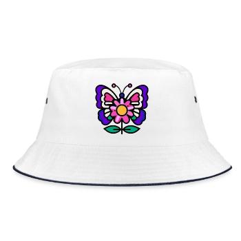 Papillon sur fleur - Bob - blanc/marine - Devant