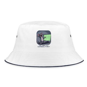 IT-Katze am Computer - Bucket Hat - Weiß/Navy - Vorne