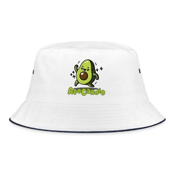 AvoCadío Avocado Cartoon - Bucket Hat - Weiß/Navy - Vorne