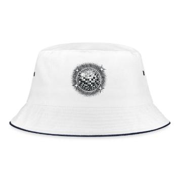 Discokugel Party Retro 70er Geschenk Lustig - Bucket Hat - Weiß/Navy - Vorne