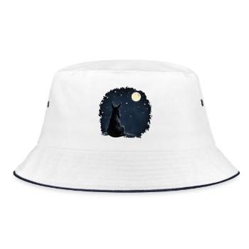 Pensive Donkey Under Starry Sky - T-Shirt - Bucket Hat - white/navy - Front