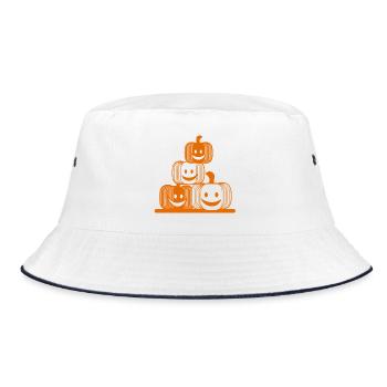 Four Laughing Pumpkins – Modern Halloween Icon - Bucket Hat - white/navy - Front