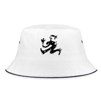 Minimal, Abstract, Shape, Motion, Drawing, Dynamic - Bucket Hat - white/navy - Front