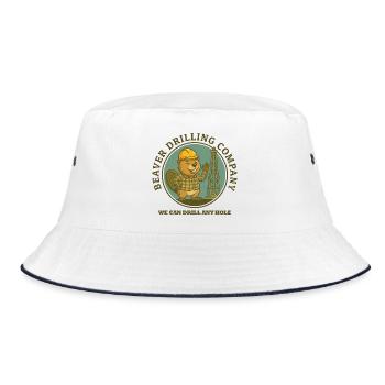 Beaver Drilling Co can drill any hole. Dirt - Bucket Hat - white/navy - Front