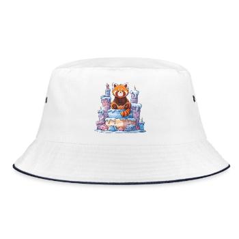 Roter Panda auf Eis-Torte - Bucket Hat - white/navy - Front