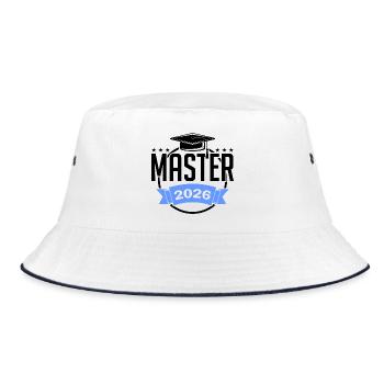 Master 2026 Abschluss Promotion Sponsion - Bucket Hat - Weiß/Navy - Vorne