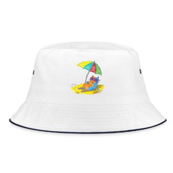 Katzen am Strand  - Bucket Hat - Weiß/Navy - Vorne
