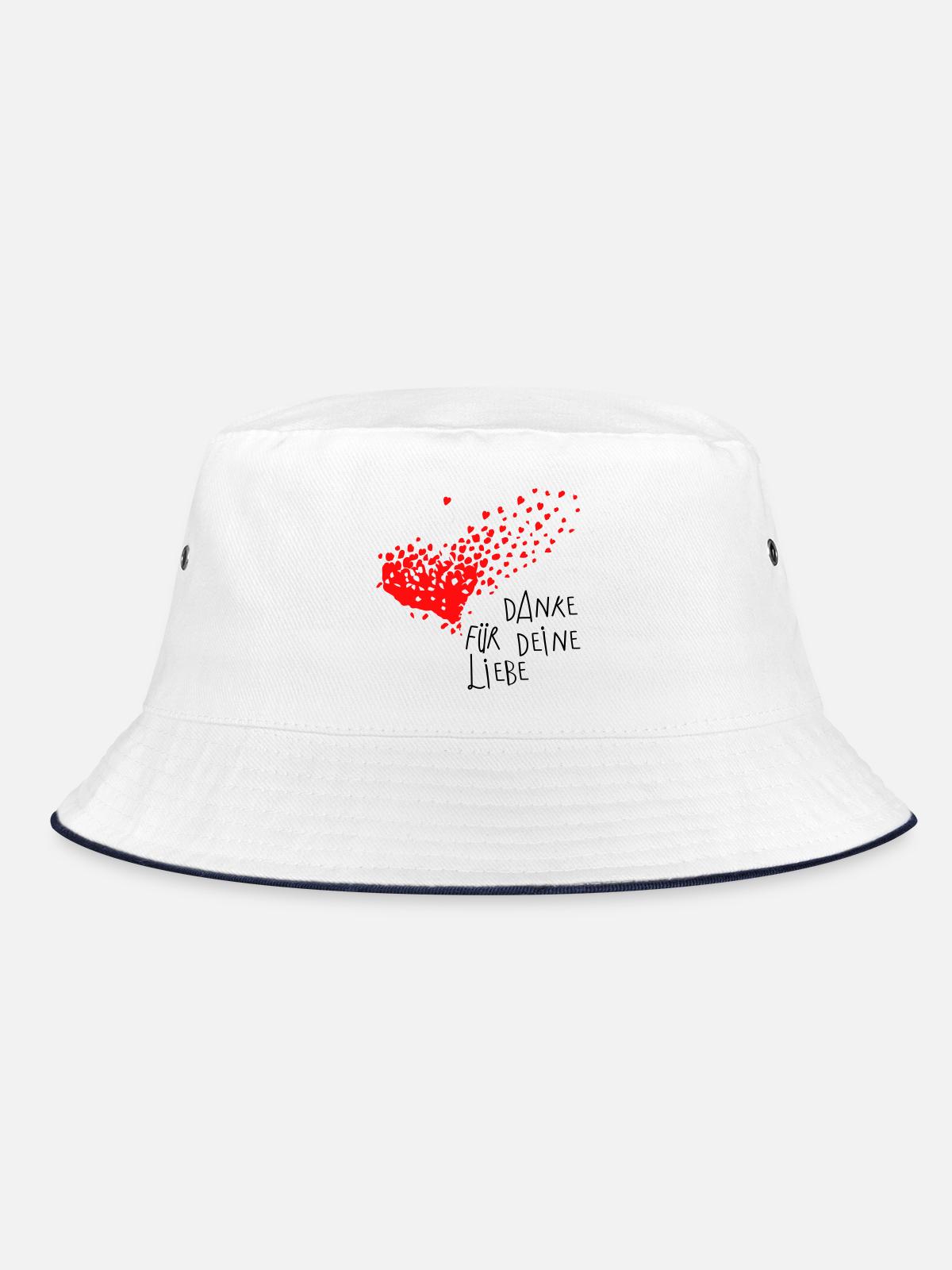 Danke Herz - Bucket Hat - Weiß/Navy - Vorne