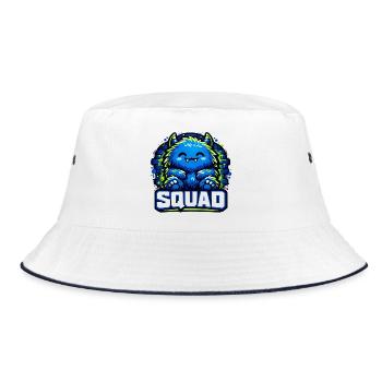 Blauer Monster Squad Logo - Bucket Hat - Weiß/Navy - Vorne