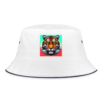 Tiger - Bucket Hat - Weiß/Navy - Vorne