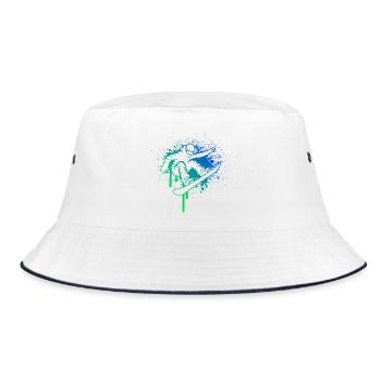 Puristisches Snowboard Thema für Frauen - Bucket Hat - Weiß/Navy - Vorne