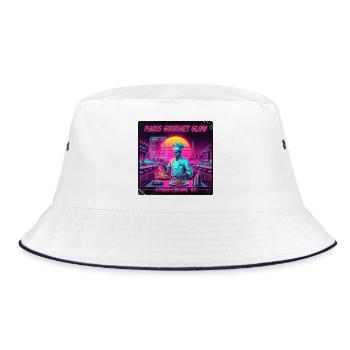 Paris Retro Gourmet - Bucket Hat - Weiß/Navy - Vorne