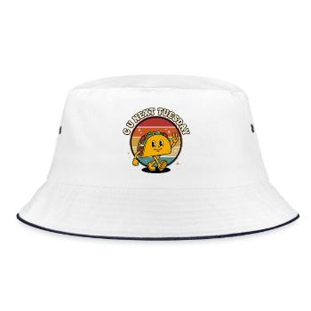 CU Next Tuesday Taco Retro Funny - Bucket Hat - white/navy - Front