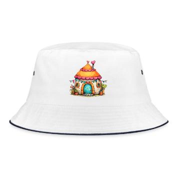 Mushroom house with garlands - Bucket Hat - white/navy - Front