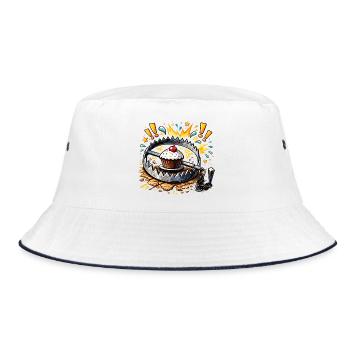 Süßer Cupcake in Falle Illustration  - Bucket Hat - Weiß/Navy - Vorne
