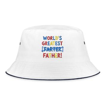Bester Furzer Aller Zeiten – Ups, Ich Meinte Vater - Bucket Hat - Weiß/Navy - Vorne