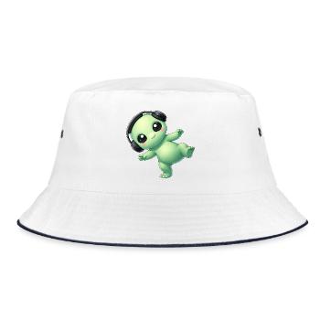 Alien Alien with Headphones Techno Dancing - Bucket Hat - white/navy - Front