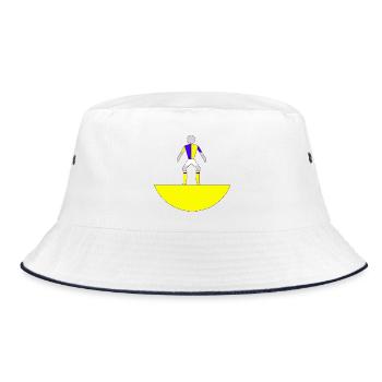 Subbuteo Abstract Figure on Yellow Base - Bucket Hat - white/navy - Front