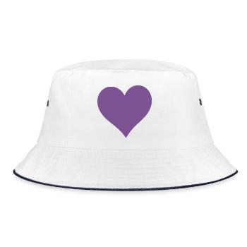 violettes Herz 2 Herzen violett Herzmuster - Bucket Hat - Weiß/Navy - Vorne