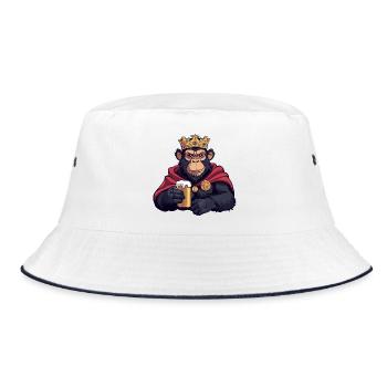 Monkey Beer King - Bucket Hat - white/navy - Front